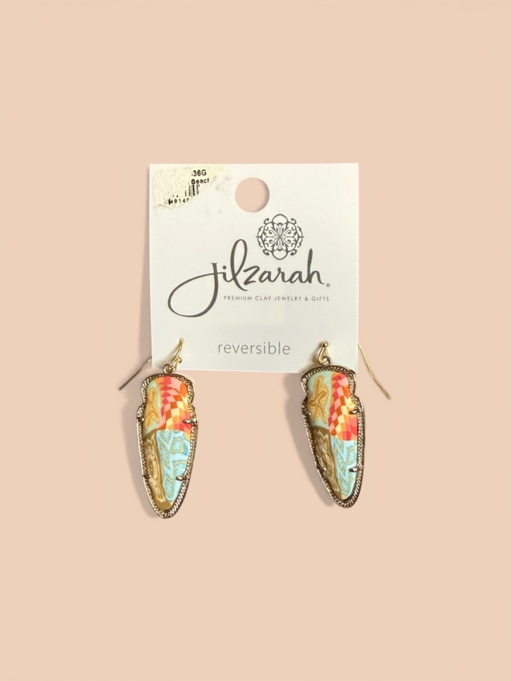 Jilzarah Reversible Multicolor Mosaic Drop Earrings - Gold Trim